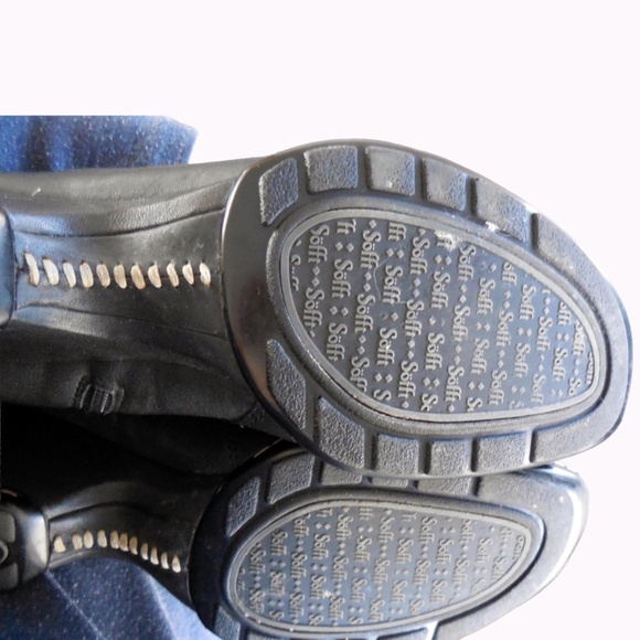 Sofft Women's Sz 8 Black Leather Tall Pull-on Boots with Back Laces - Picture 8 of 8